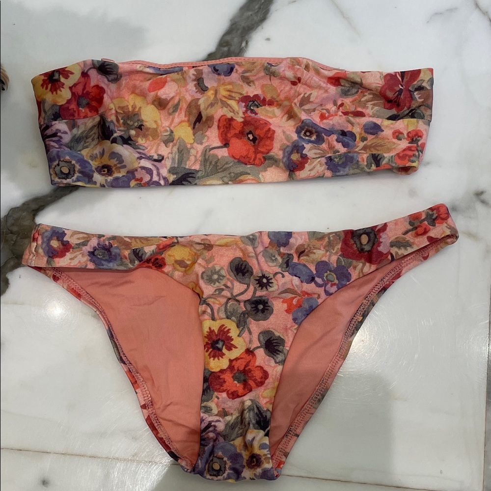 Zimmerman Bandeau Bikini Set - Pink Multi